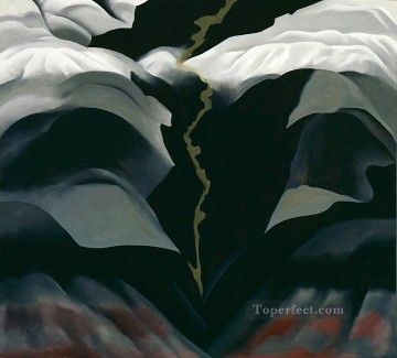 monochrome black white Painting - black place iii Georgia Okeeffe American modernism Precisionism